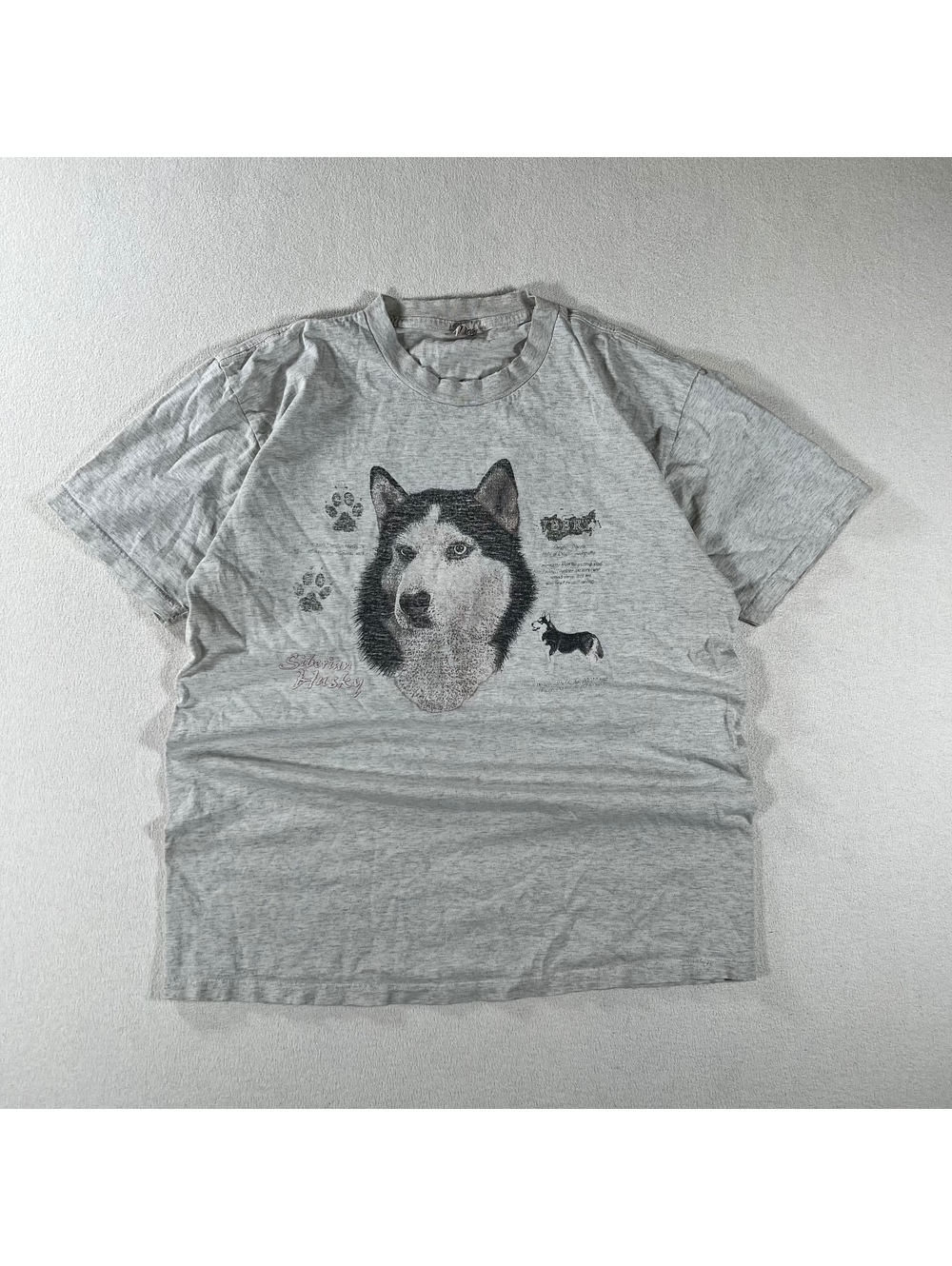 Vintage Siberian Husky Made in Canada grey tshirt Size L - Picture 1 of 7